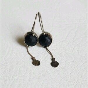 SILPADA 925 Sterling Silver Faceted Matte Black Onyx Dangle Earrings W1626